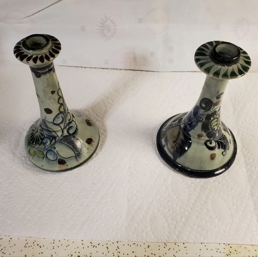 Vintage Ceramic Candle Stick Holders Made In Mexico